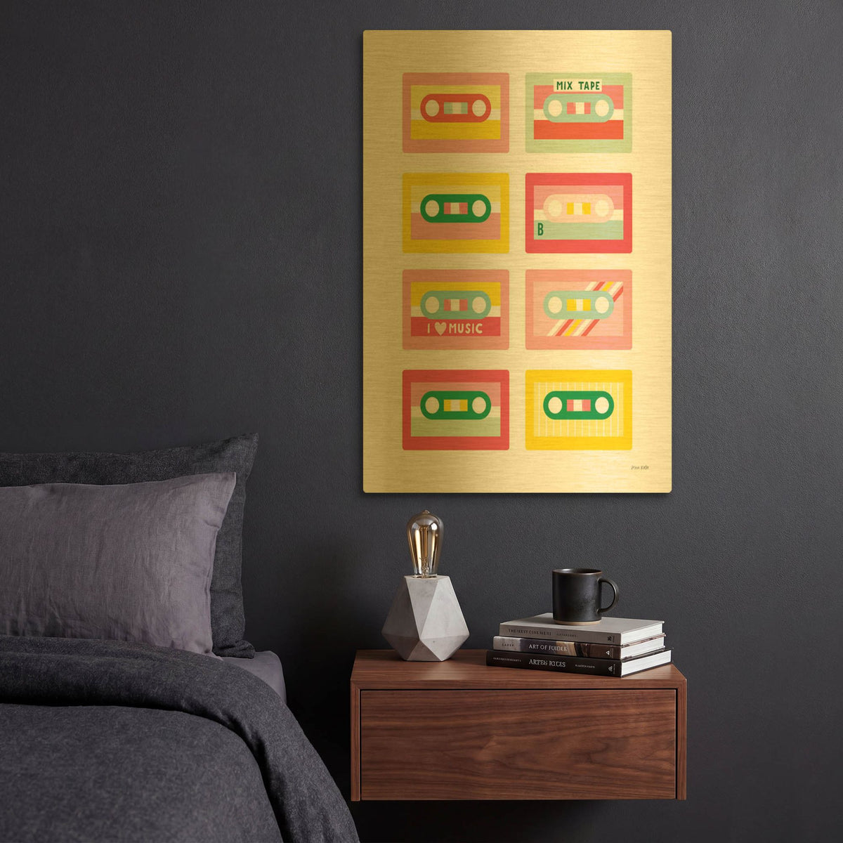 'Lets Listen to Music III' By Ann Kelle Gold Metal Wall Art