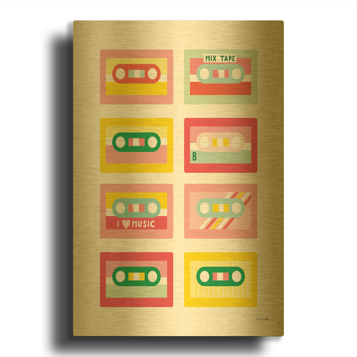 'Lets Listen to Music III' By Ann Kelle Gold Metal Wall Art