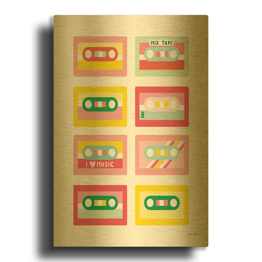 'Lets Listen to Music III' By Ann Kelle Gold Metal Wall Art