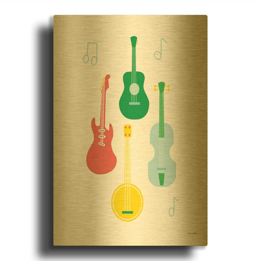 'Lets Listen to Music IV' By Ann Kelle Gold Metal Wall Art