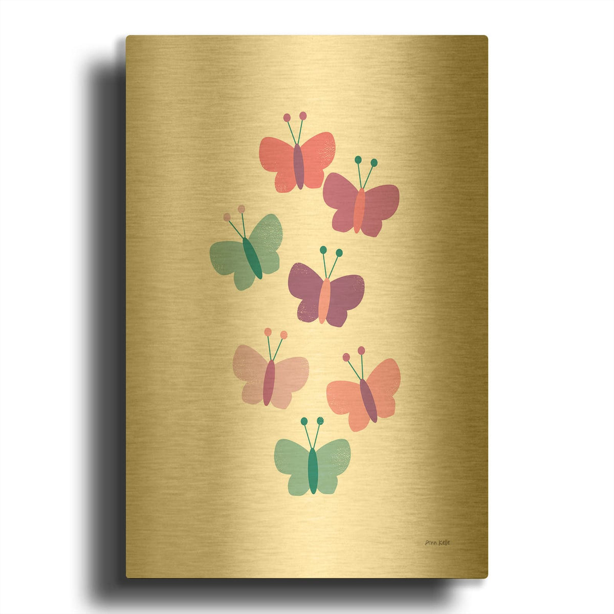 'Butterfly Friends Girly' By Ann Kelle Gold Metal Wall Art