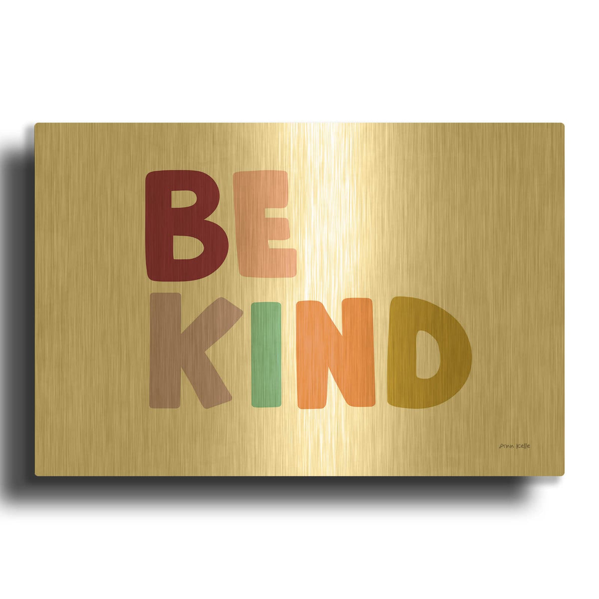'Be Kind Pastel' By Ann Kelle Gold Metal Wall Art