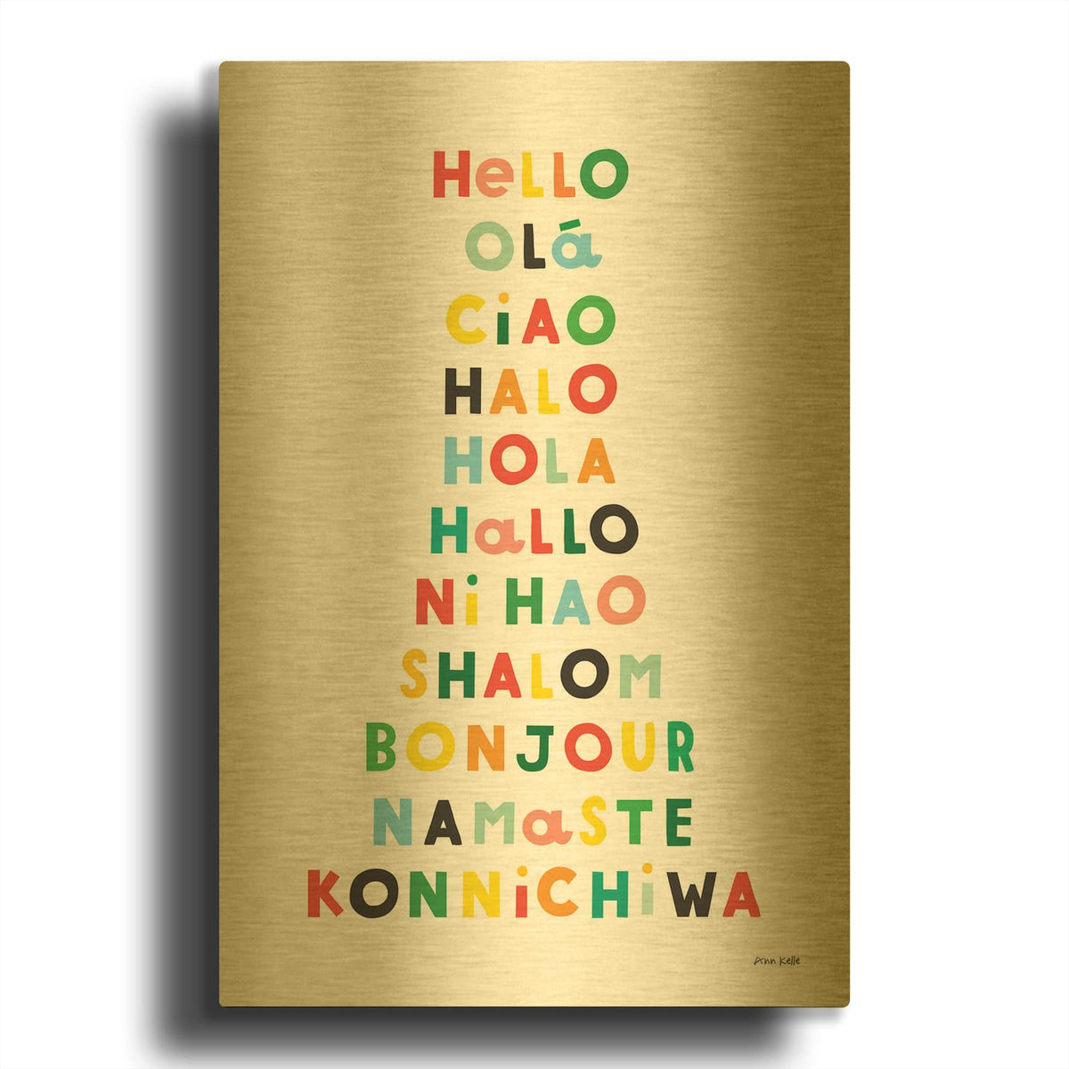 'Language of Hellos' By Ann Kelle Gold Metal Wall Art