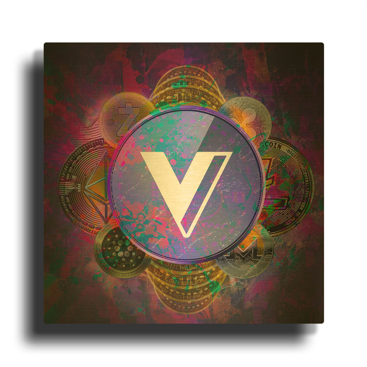 'VGX Voyager Crypto Pyramid,' By Epic Portfolio Gold Metal Wall Art