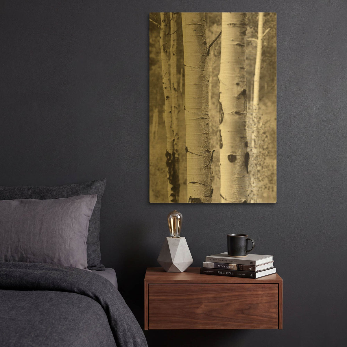 'Aspens II' By Debra Van Swearingen Gold Metal Wall Art
