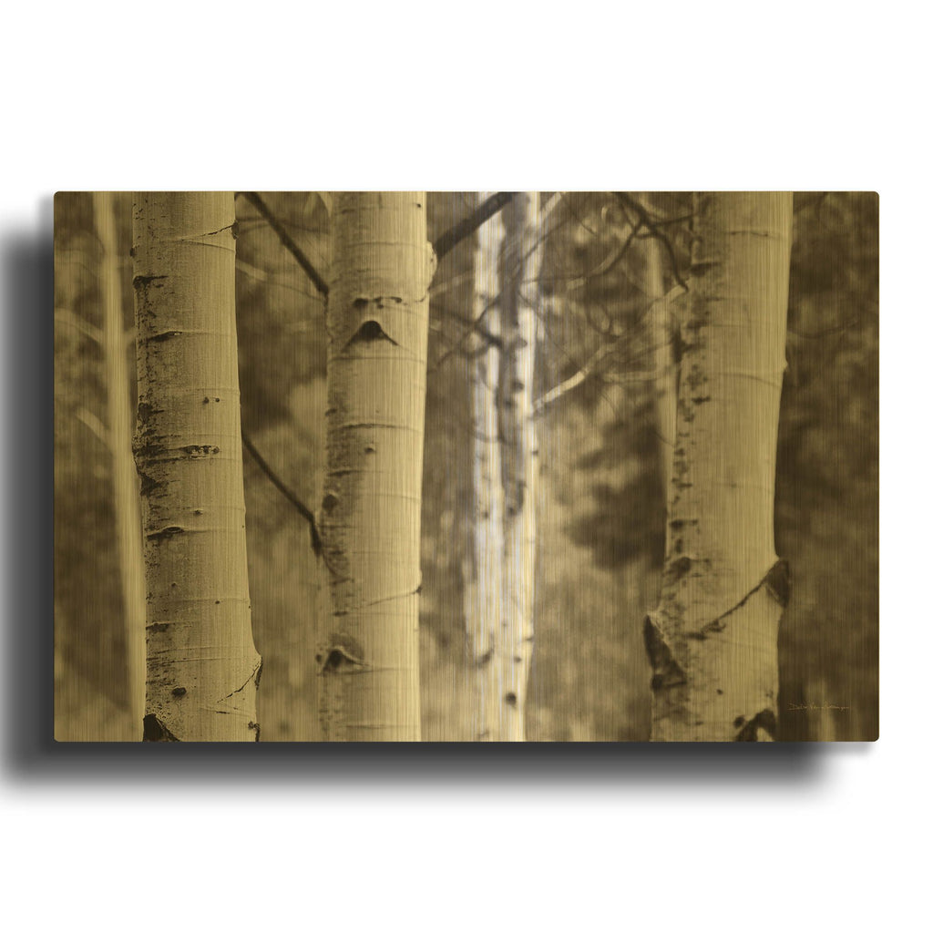 'Aspens IV' By Debra Van Swearingen Gold Metal Wall Art
