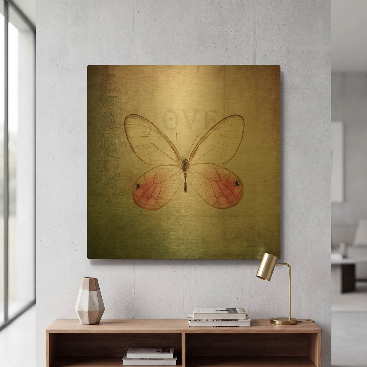 'French Butterfly I' By Debra Van Swearingen Gold Metal Wall Art