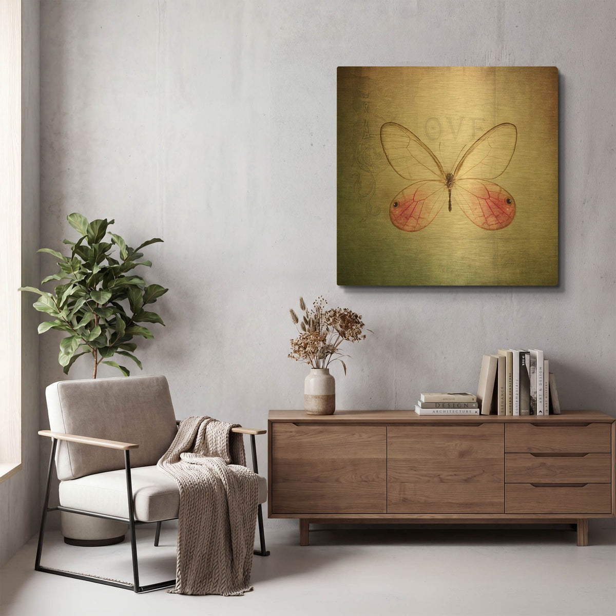 'French Butterfly I' By Debra Van Swearingen Gold Metal Wall Art