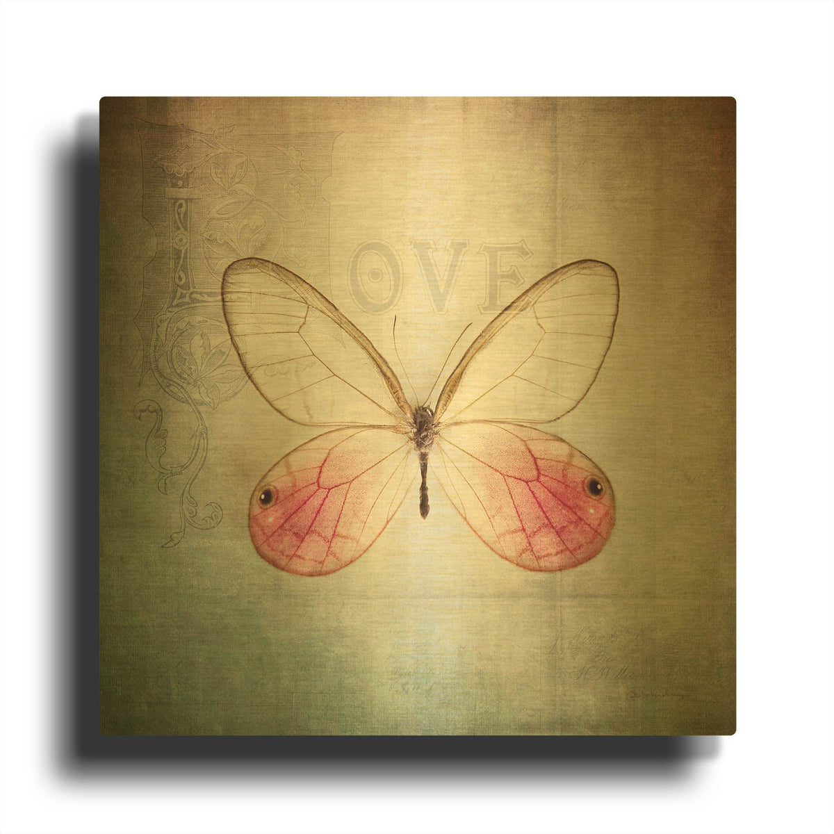 'French Butterfly I' By Debra Van Swearingen Gold Metal Wall Art