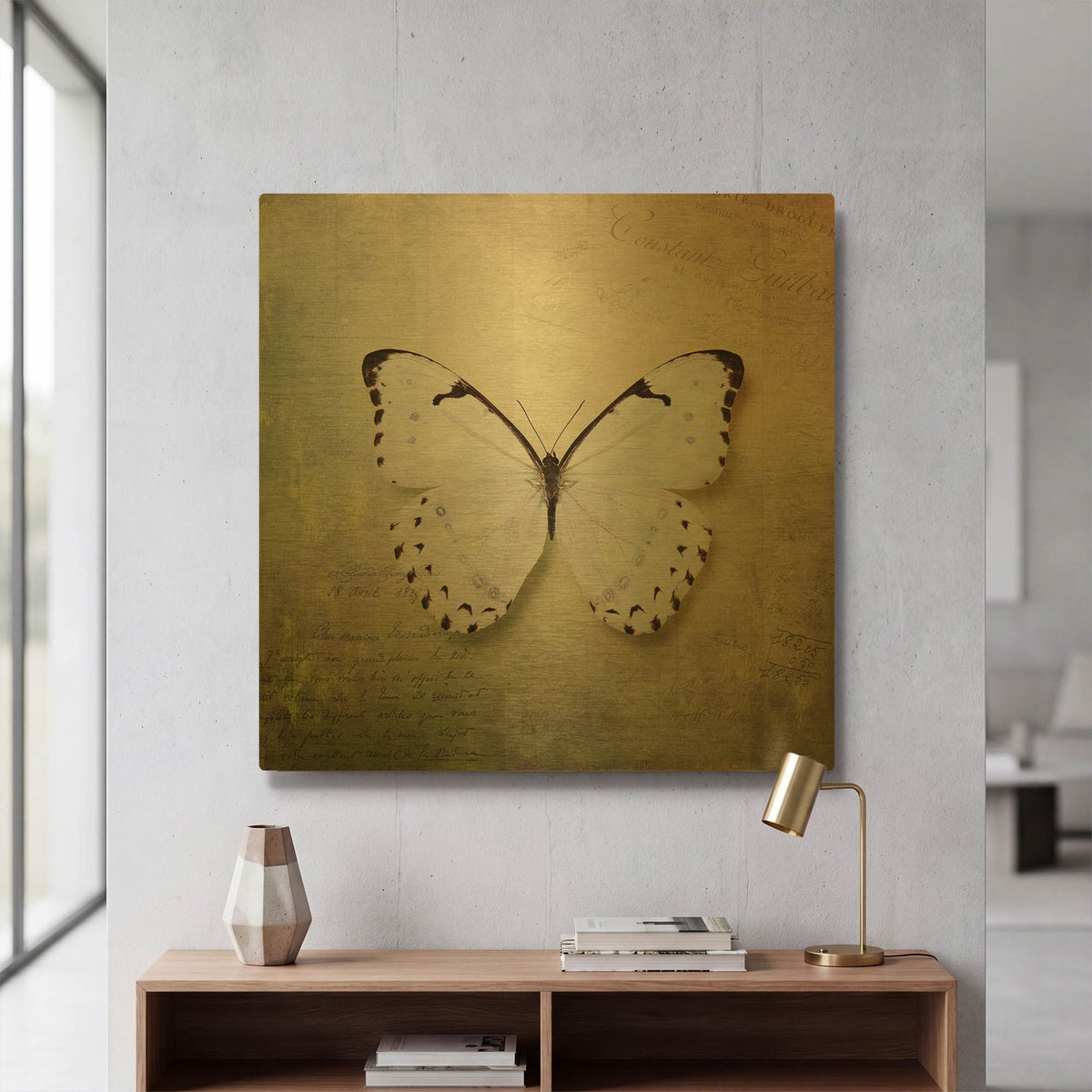 'French Butterfly II' By Debra Van Swearingen Gold Metal Wall Art
