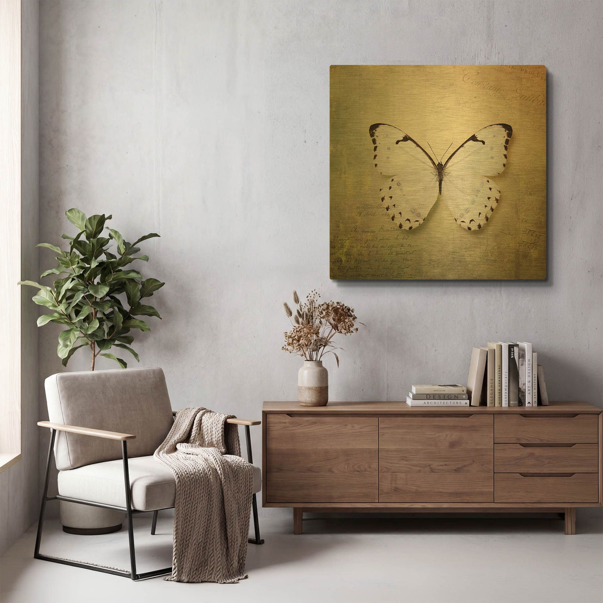 'French Butterfly II' By Debra Van Swearingen Gold Metal Wall Art