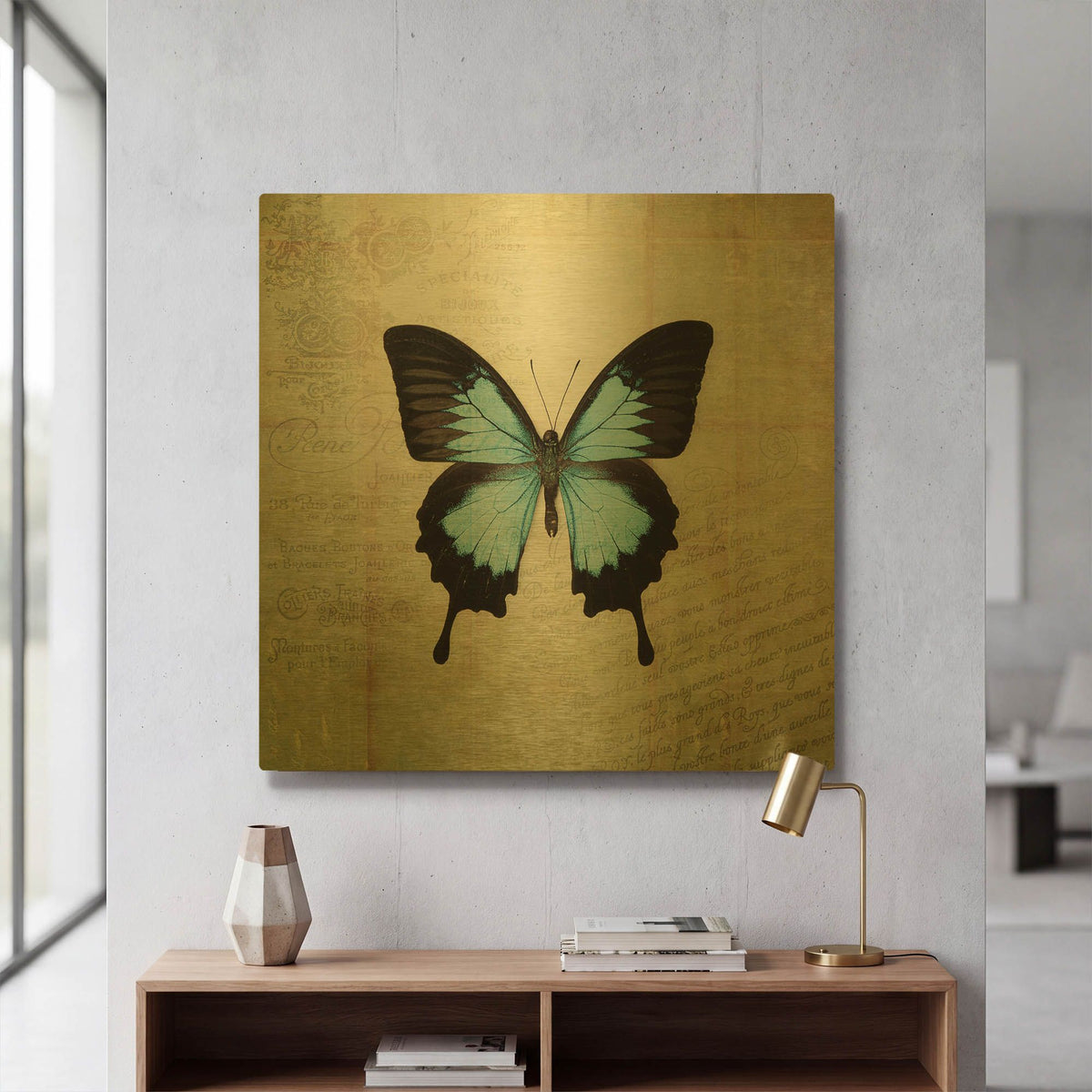 'French Butterfly III' By Debra Van Swearingen Gold Metal Wall Art