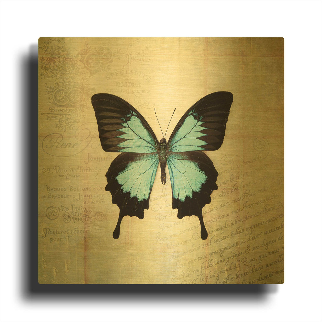 'French Butterfly III' By Debra Van Swearingen Gold Metal Wall Art