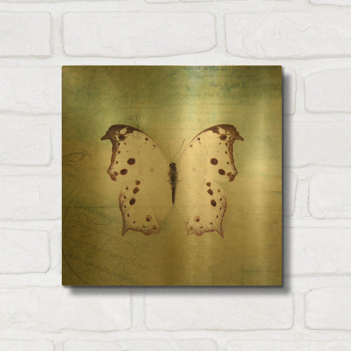 'French Butterfly IV' By Debra Van Swearingen Gold Metal Wall Art