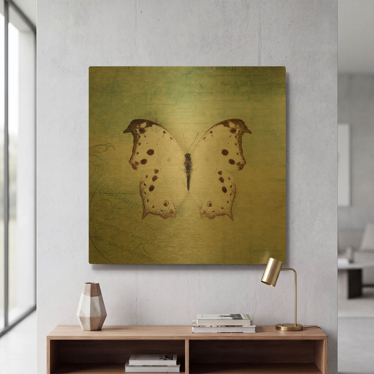 'French Butterfly IV' By Debra Van Swearingen Gold Metal Wall Art