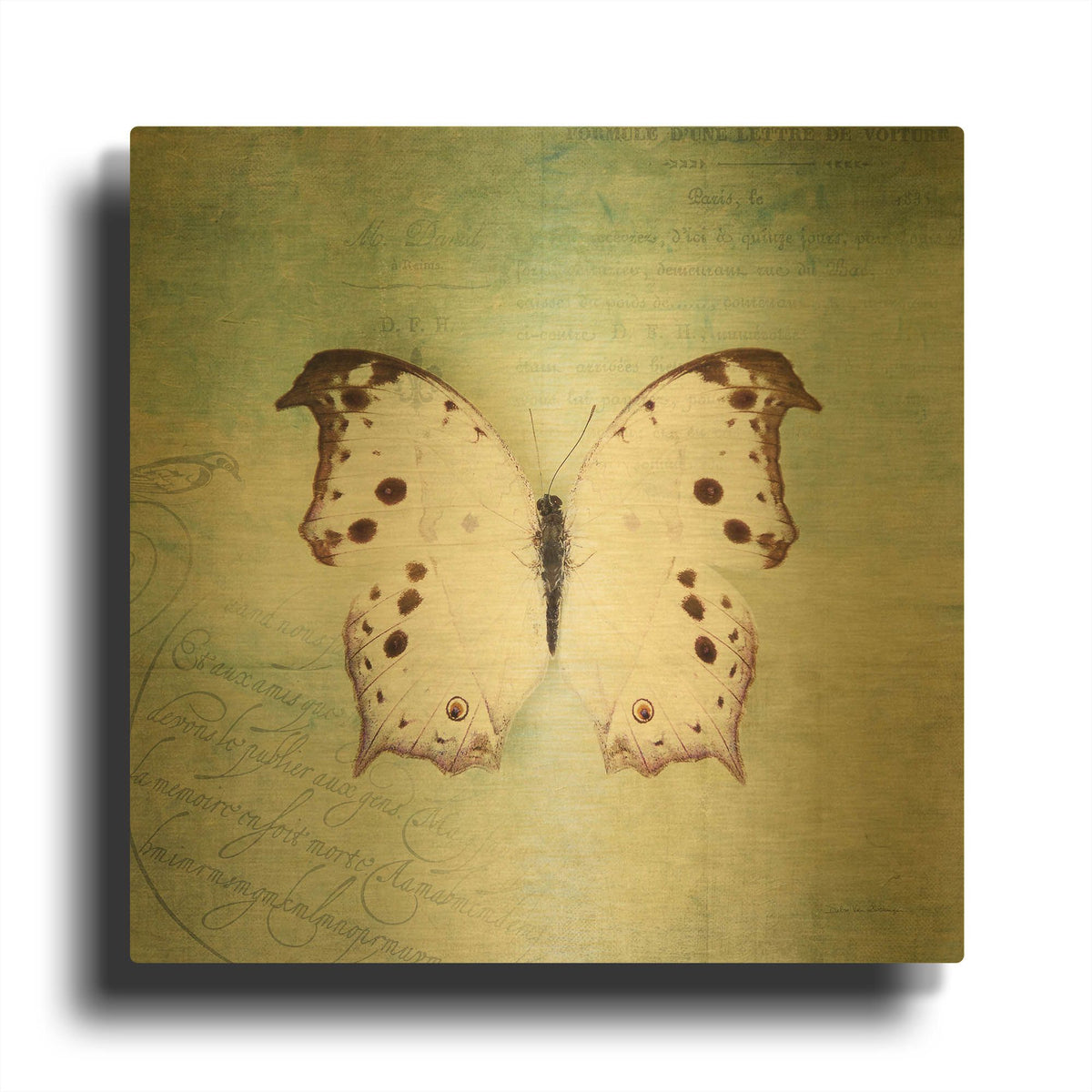 'French Butterfly IV' By Debra Van Swearingen Gold Metal Wall Art