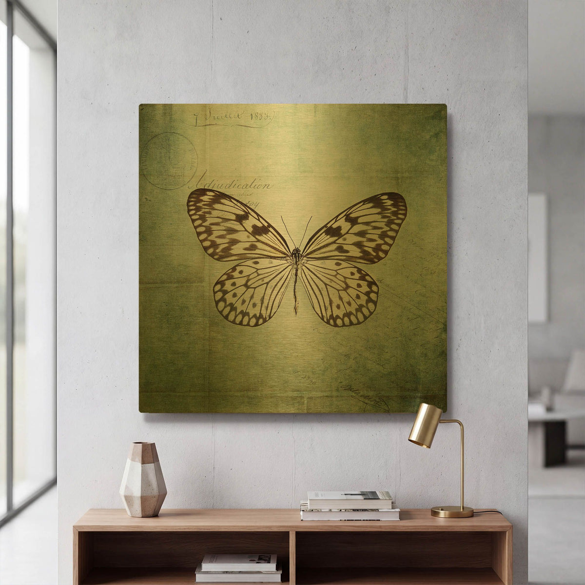 'French Butterfly V' By Debra Van Swearingen Gold Metal Wall Art