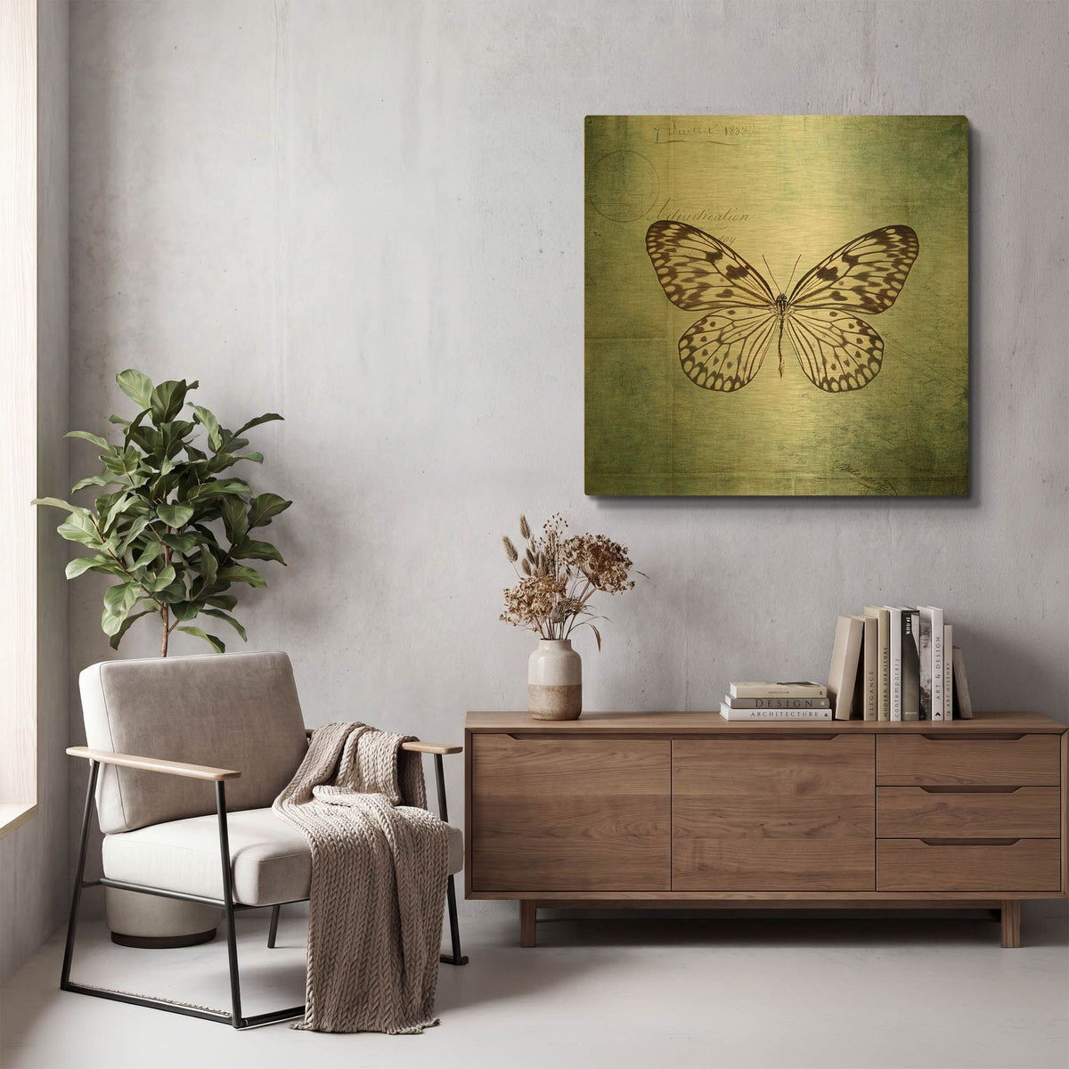 'French Butterfly V' By Debra Van Swearingen Gold Metal Wall Art