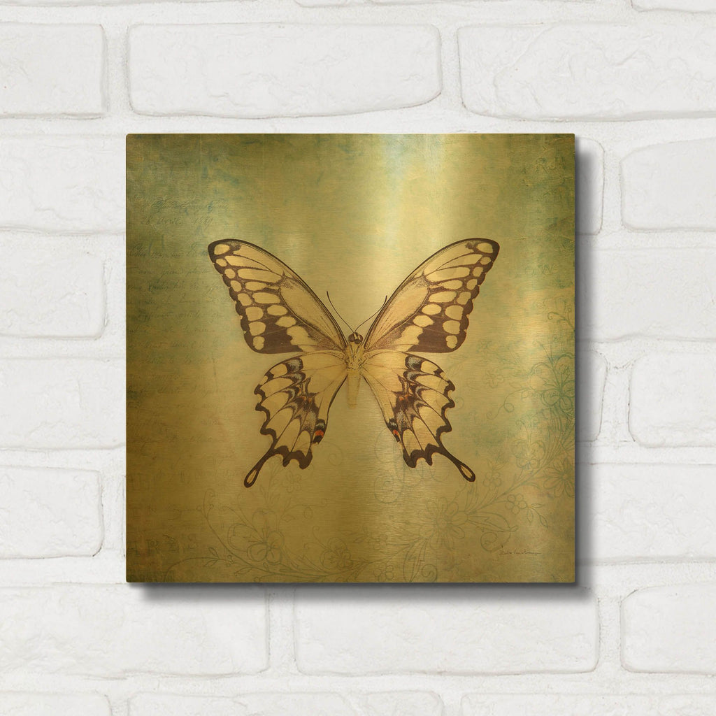 'French Butterfly VI' By Debra Van Swearingen Gold Metal Wall Art