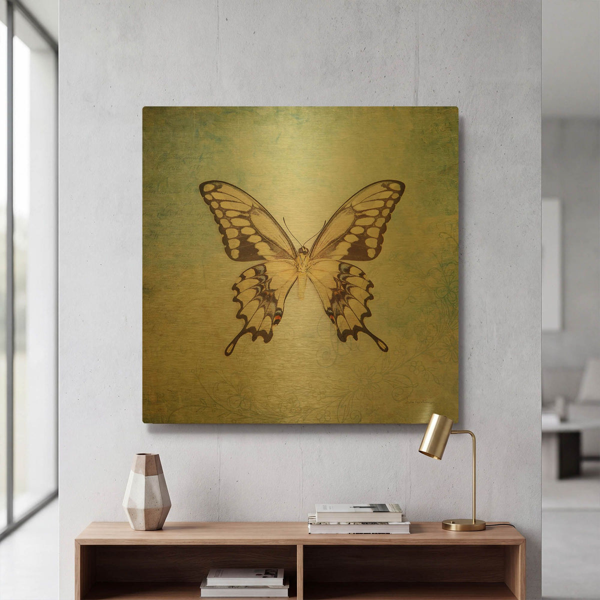 'French Butterfly VI' By Debra Van Swearingen Gold Metal Wall Art