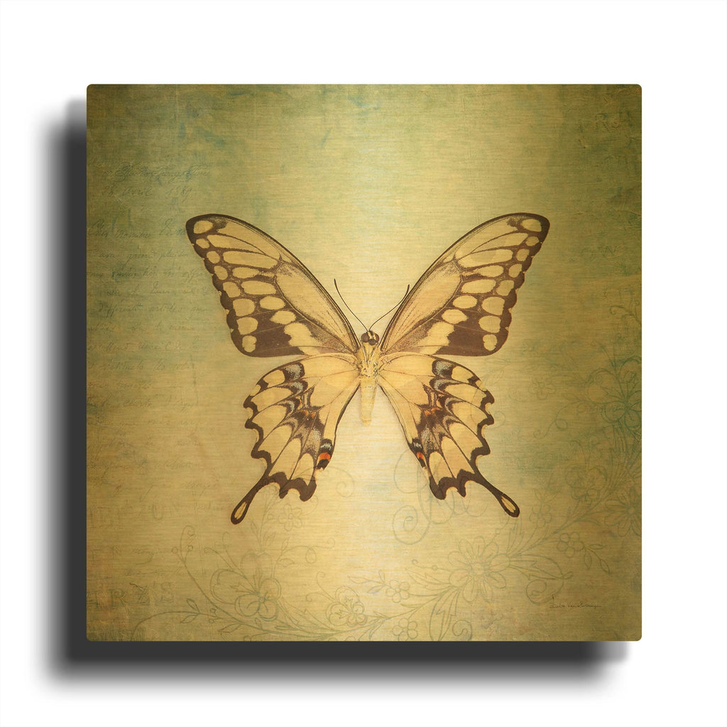 'French Butterfly VI' By Debra Van Swearingen Gold Metal Wall Art