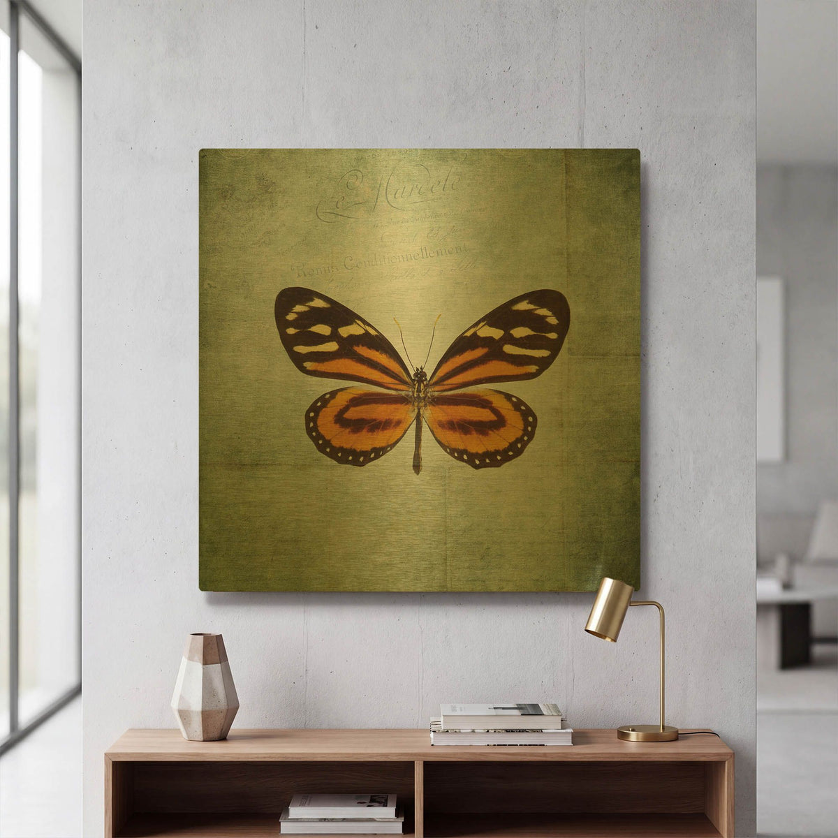 'French Butterfly VIII' By Debra Van Swearingen Gold Metal Wall Art
