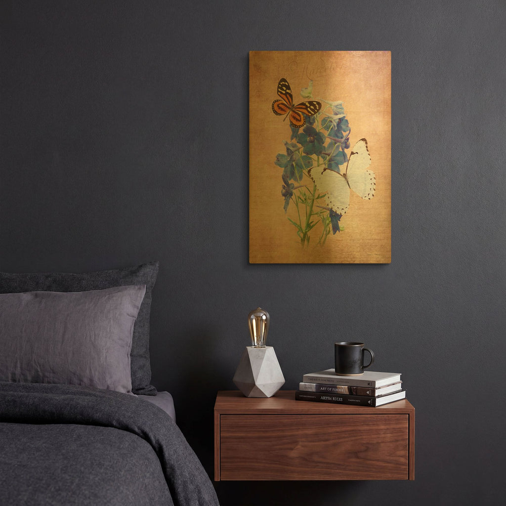'Butterfly Botanical III' By Debra Van Swearingen Gold Metal Wall Art
