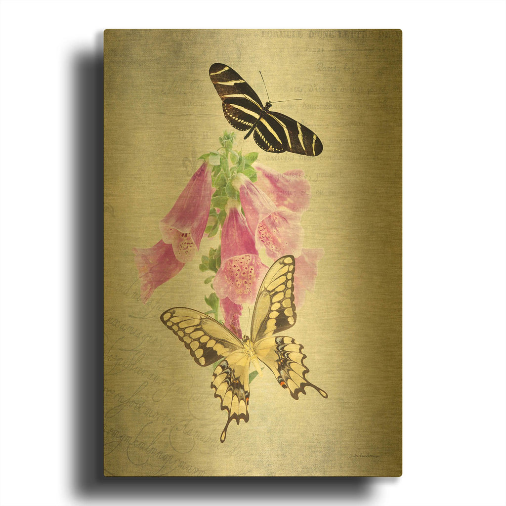 'Butterfly Botanical IV' By Debra Van Swearingen Gold Metal Wall Art
