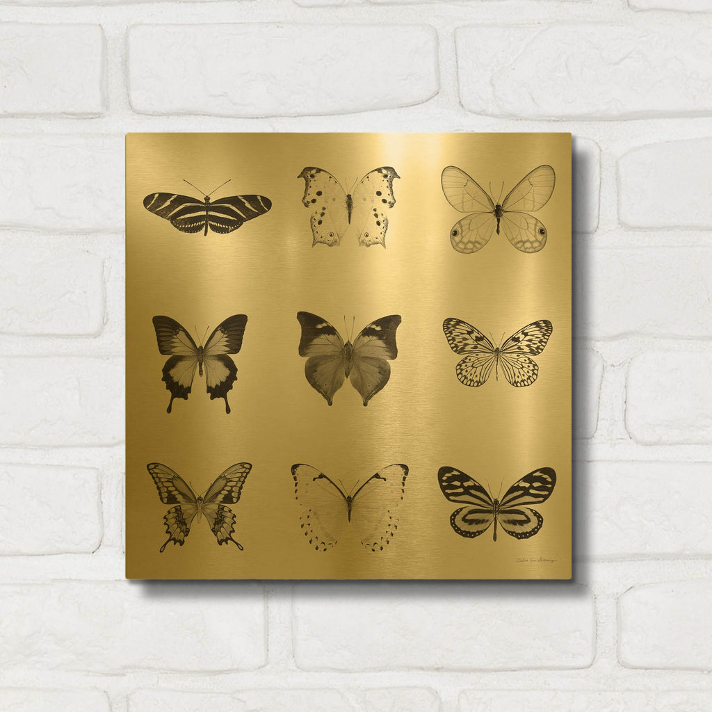 'Butterfly BW 9 Patch' By Debra Van Swearingen Gold Metal Wall Art