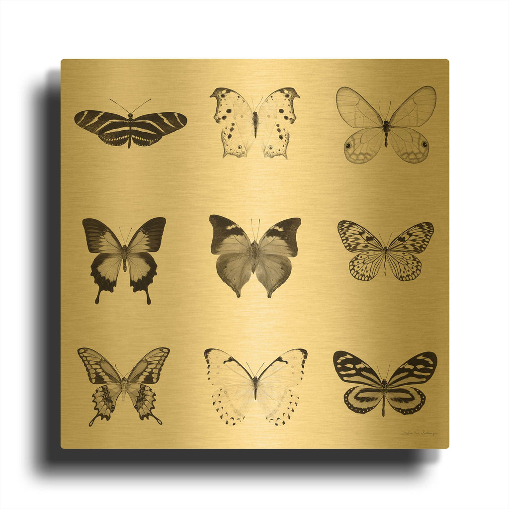 'Butterfly BW 9 Patch' By Debra Van Swearingen Gold Metal Wall Art