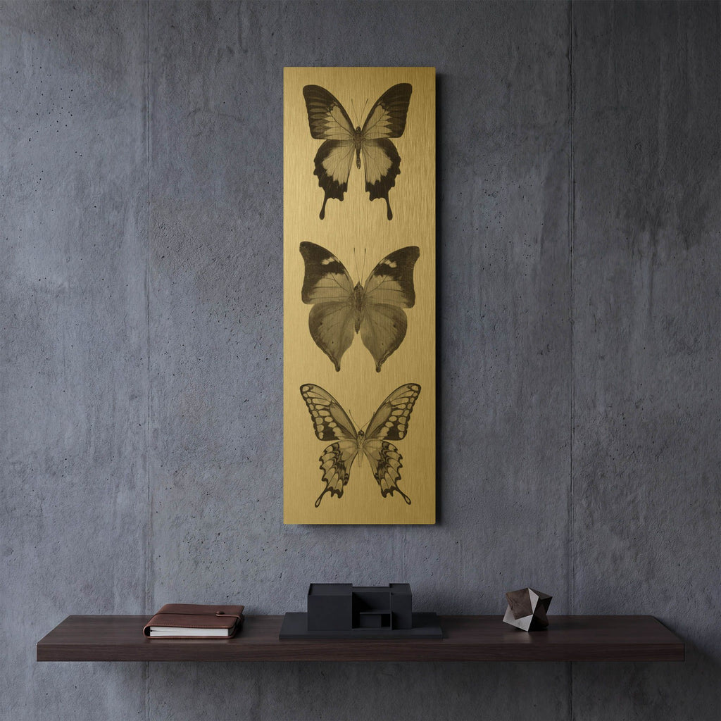 'Butterfly BW Panel I' By Debra Van Swearingen Gold Metal Wall Art