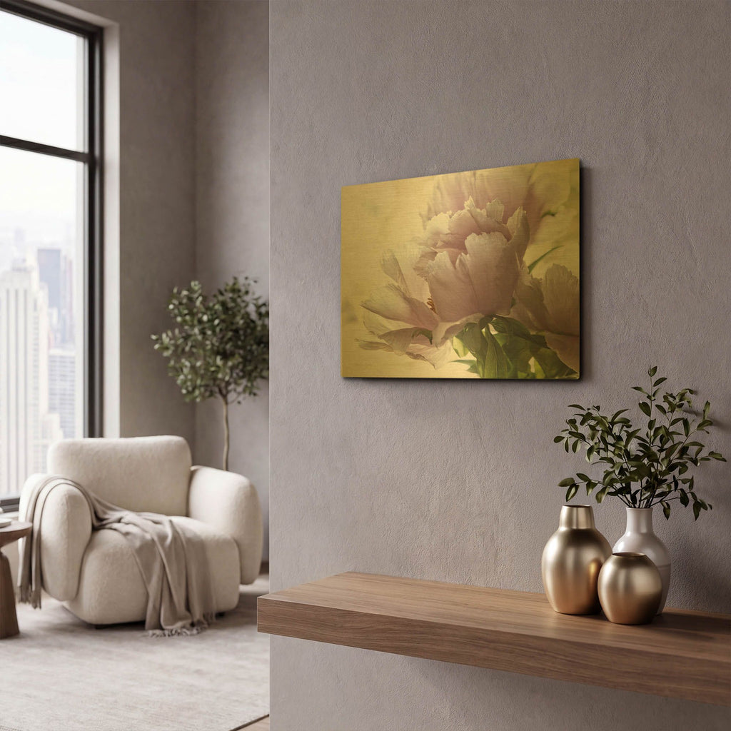 'Translucent Peony I' By Debra Van Swearingen Gold Metal Wall Art