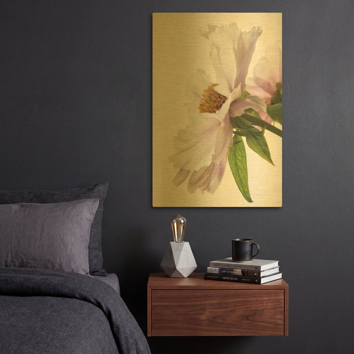 'Translucent Peony IV' By Debra Van Swearingen Gold Metal Wall Art