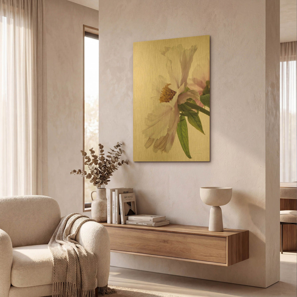'Translucent Peony IV' By Debra Van Swearingen Gold Metal Wall Art