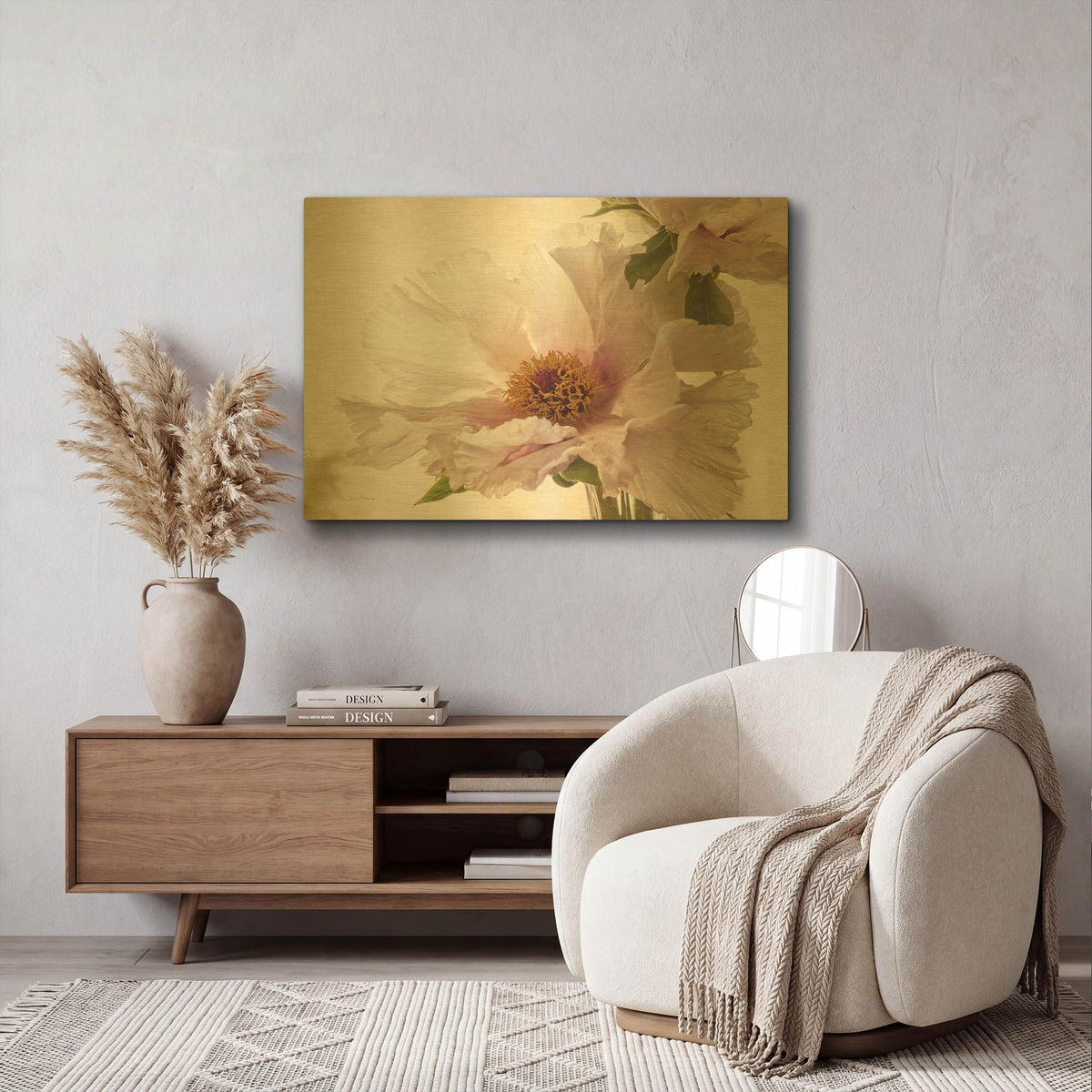 'Translucent Peony V' By Debra Van Swearingen Gold Metal Wall Art