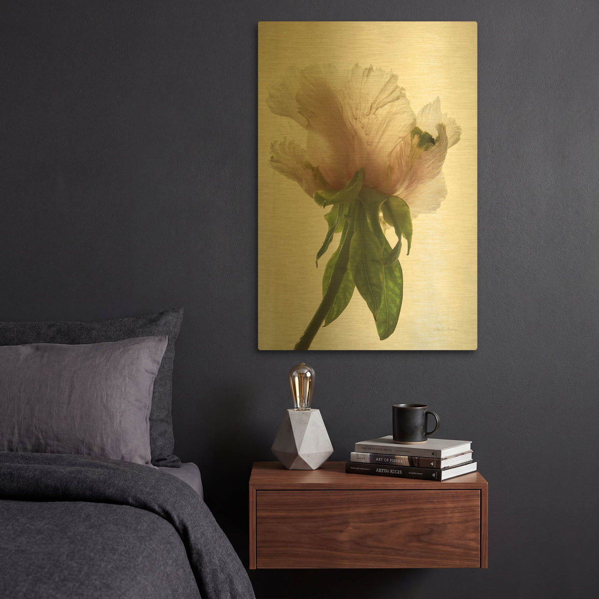 'Translucent Peony VII' By Debra Van Swearingen Gold Metal Wall Art