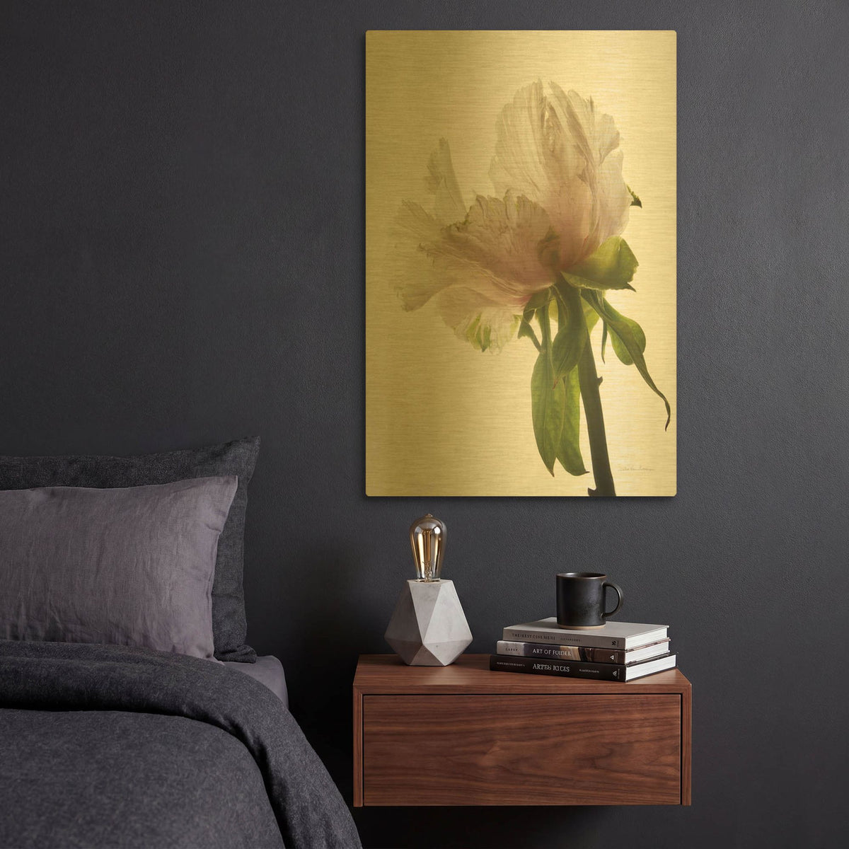 'Translucent Peony VIII' By Debra Van Swearingen Gold Metal Wall Art