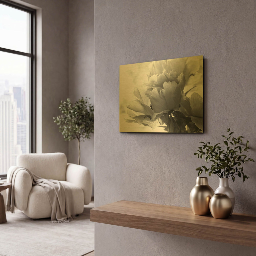 'Translucent Peony IBW' By Debra Van Swearingen Gold Metal Wall Art