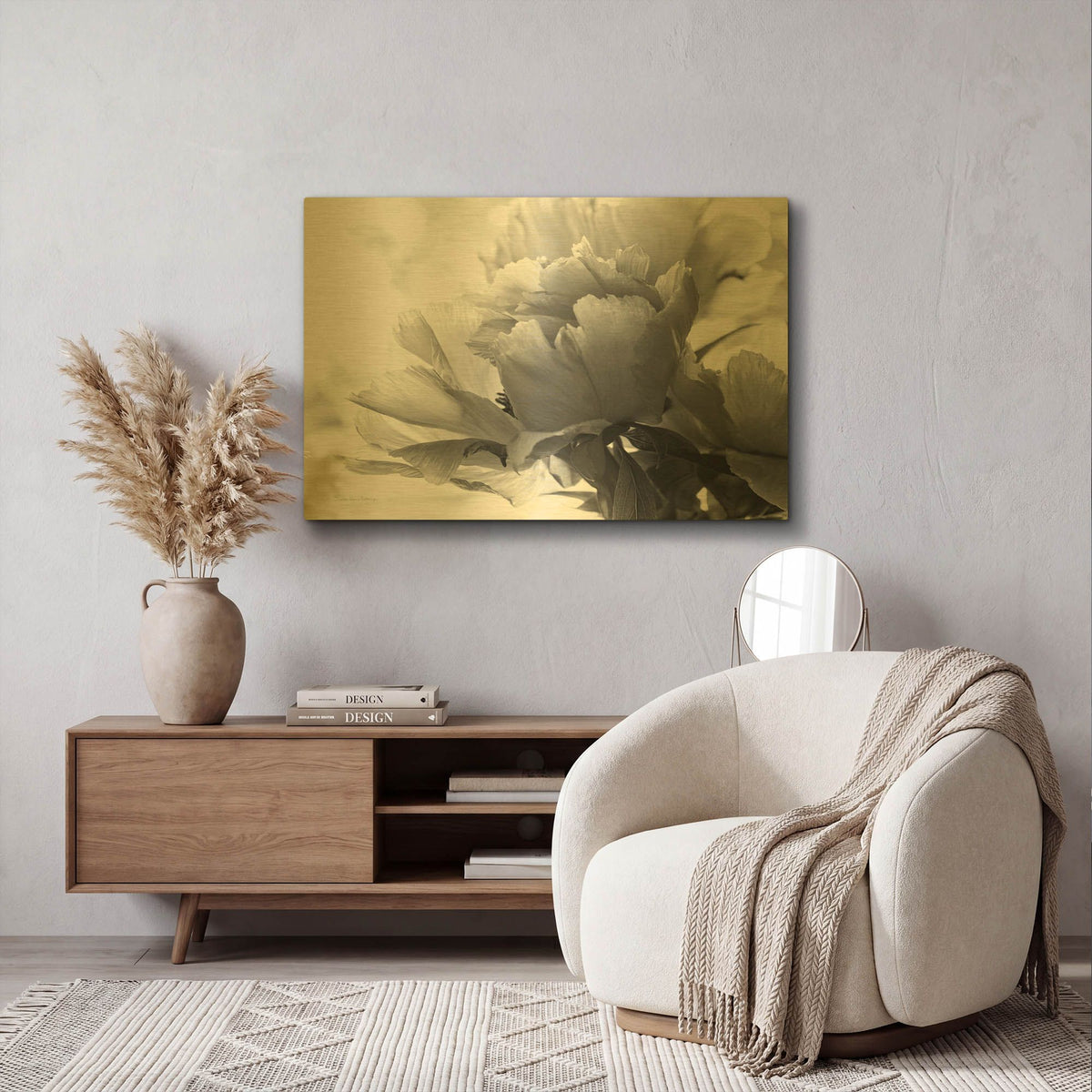 'Translucent Peony IBW' By Debra Van Swearingen Gold Metal Wall Art
