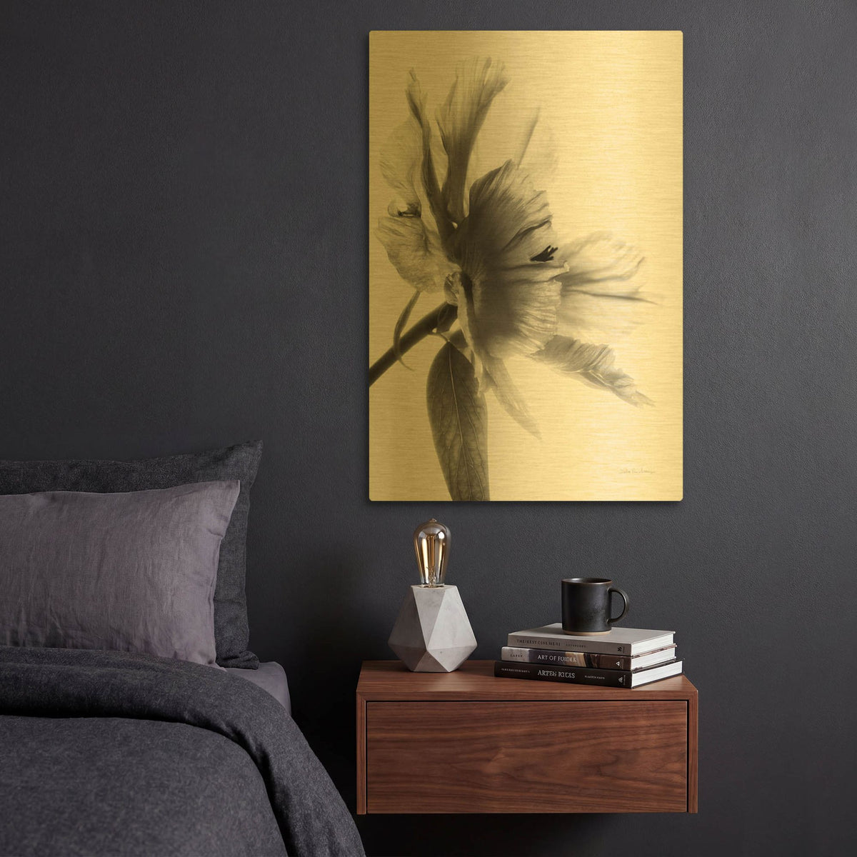 'Translucent Peony IIBW' By Debra Van Swearingen Gold Metal Wall Art