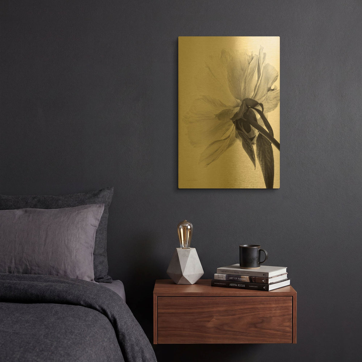 'Translucent Peony IIIBW' By Debra Van Swearingen Gold Metal Wall Art