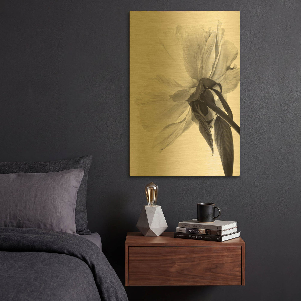 'Translucent Peony IIIBW' By Debra Van Swearingen Gold Metal Wall Art