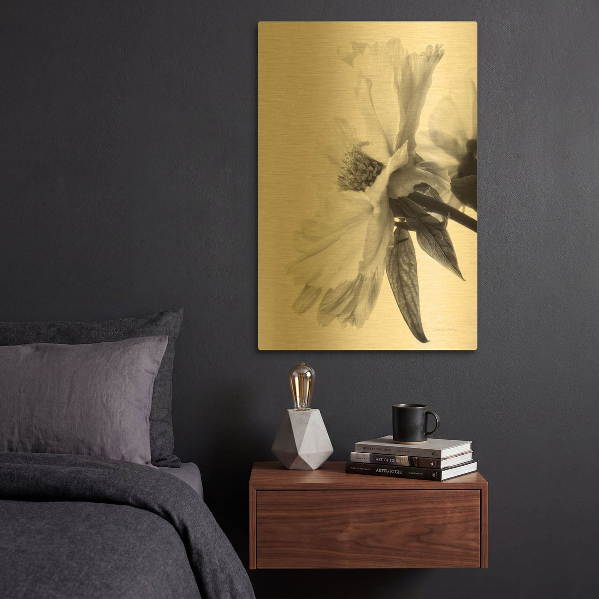'Translucent Peony IVBW' By Debra Van Swearingen Gold Metal Wall Art