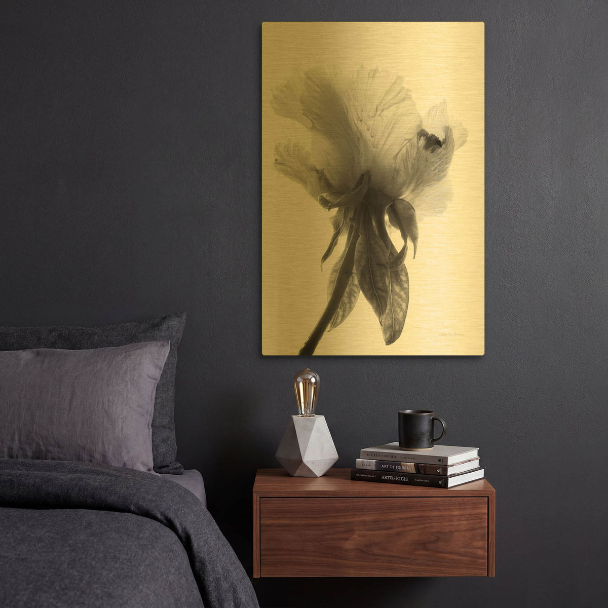 'Translucent Peony VIIBW' By Debra Van Swearingen Gold Metal Wall Art