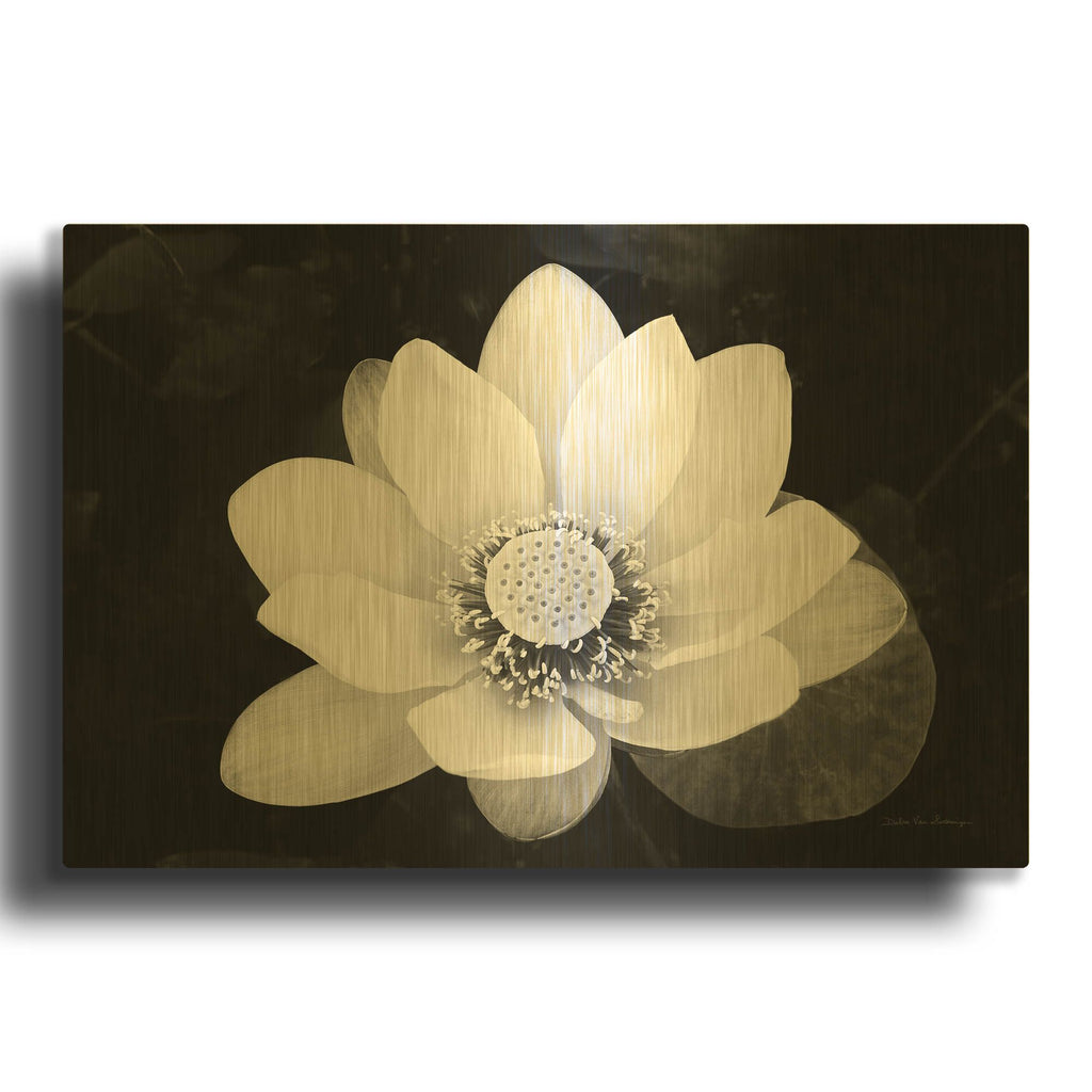 'Lotus Flower II v2' By Debra Van Swearingen Gold Metal Wall Art