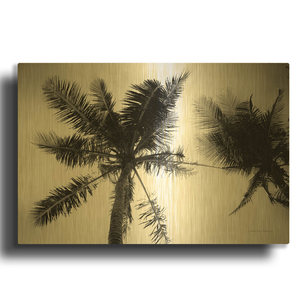 'Palm Tree Looking Up II' By Debra Van Swearingen Gold Metal Wall Art