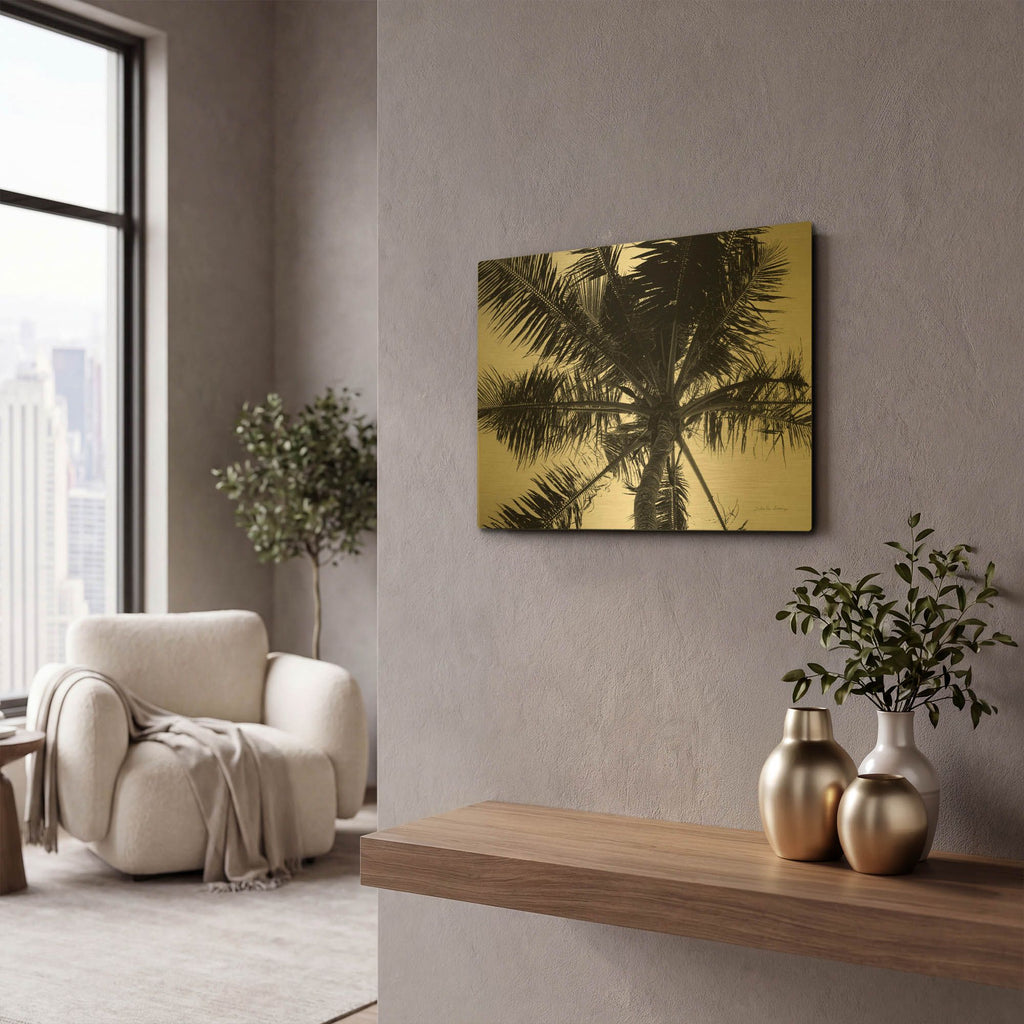 'Palm Tree Looking Up III' By Debra Van Swearingen Gold Metal Wall Art