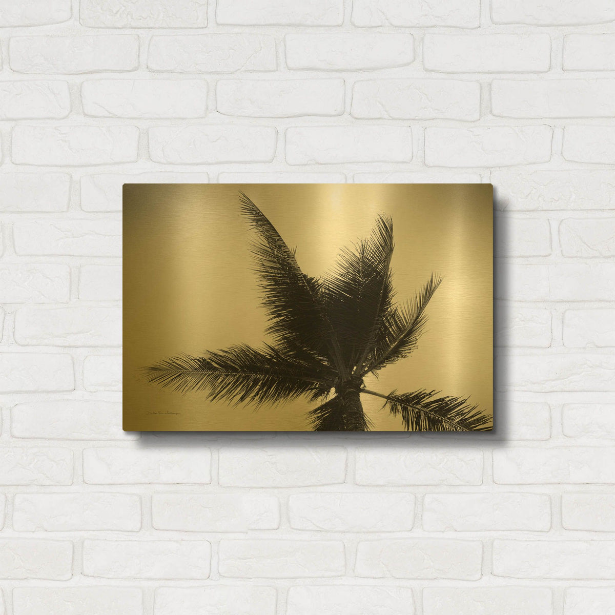 'Palm Tree Looking Up IV' By Debra Van Swearingen Gold Metal Wall Art