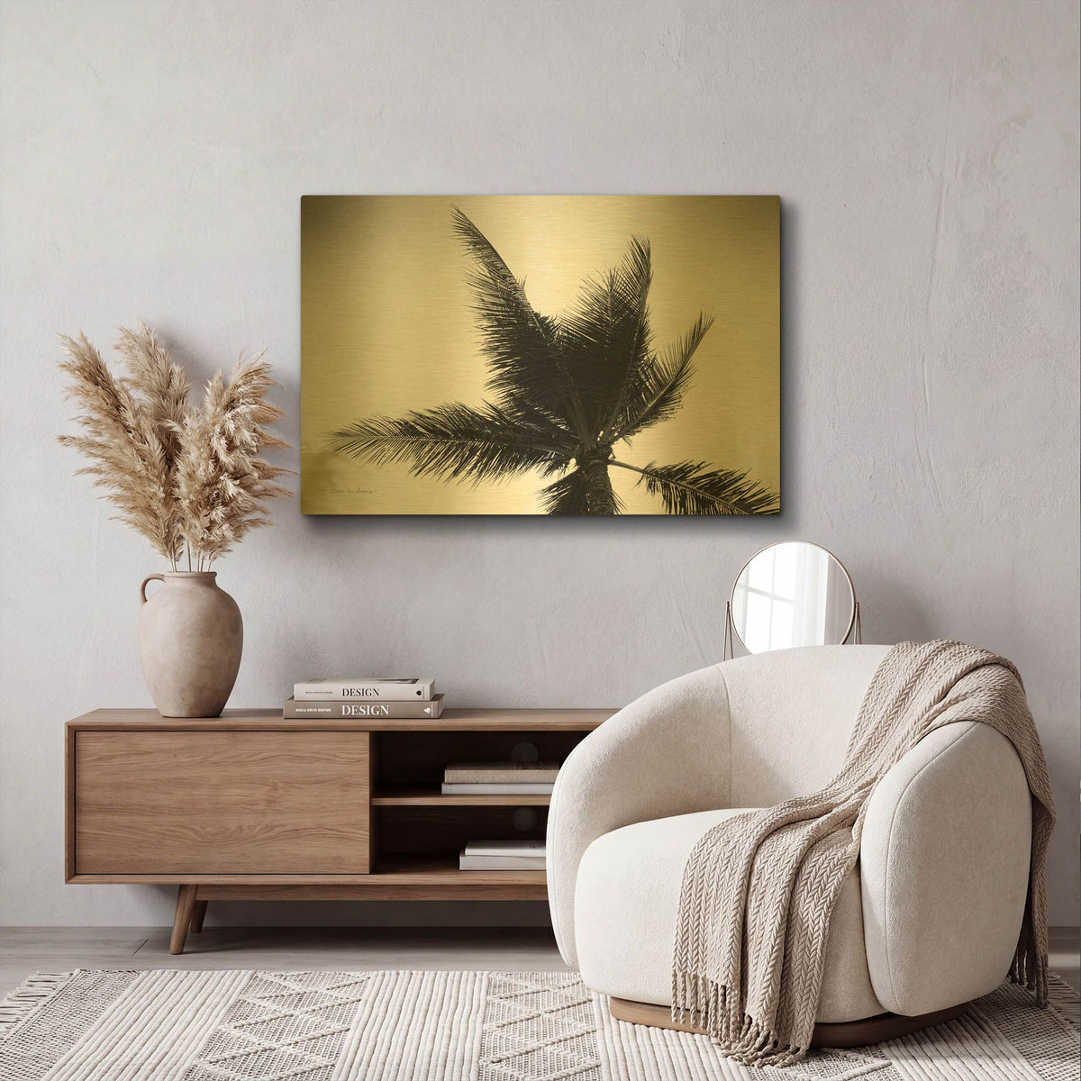 'Palm Tree Looking Up IV' By Debra Van Swearingen Gold Metal Wall Art