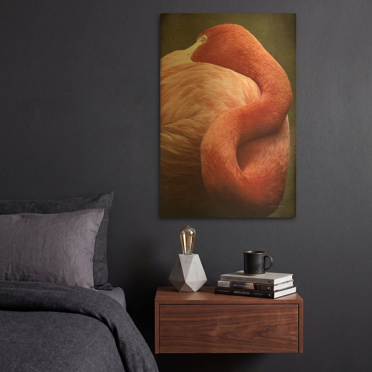 'Caribbean Flamingo I' By Debra Van Swearingen Gold Metal Wall Art
